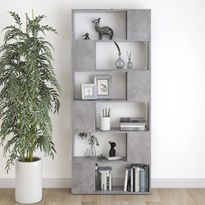 vidaXL Book Cabinet Room Divider Concrete Grey 80x24x186 cm Engineered Wood