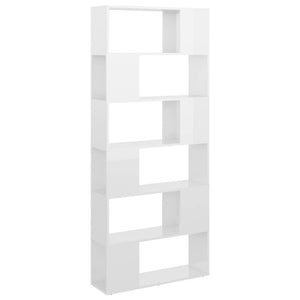 vidaXL Book Cabinet Room Divider High Gloss White 80x24x186 cm Engineered Wood