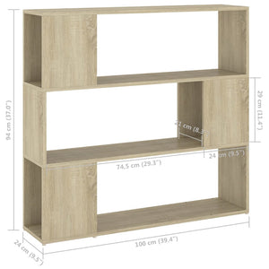 vidaXL Book Cabinet Room Divider Sonoma Oak 100x24x94 cm