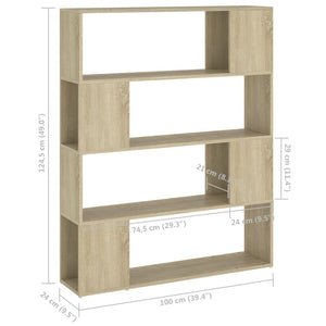 vidaXL Book Cabinet Room Divider Sonoma Oak 100x24x124 cm