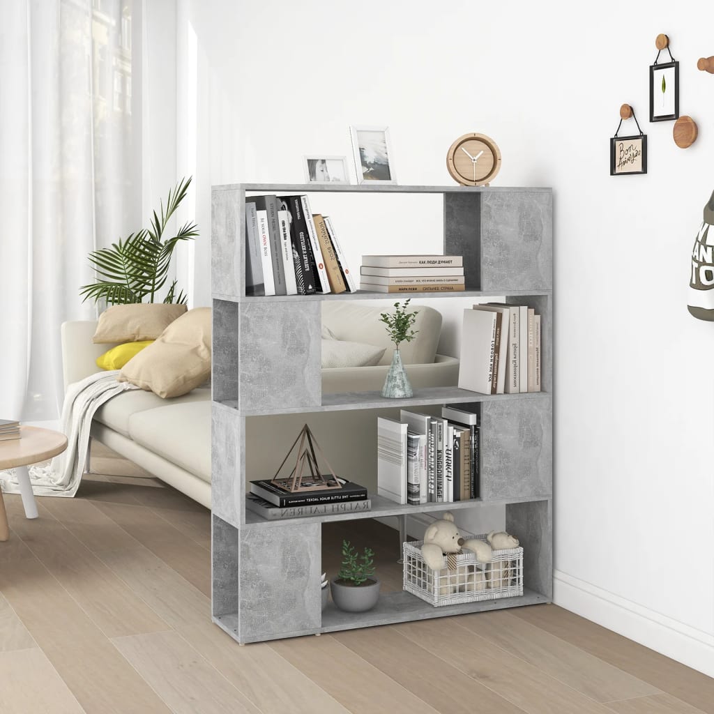 vidaXL Book Cabinet Room Divider Concrete Grey 100x24x124 cm