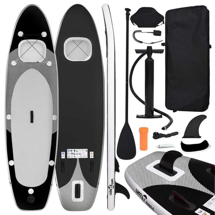 vidaXL Inflatable Stand Up Paddle Board Set Black 300x76x10 cm