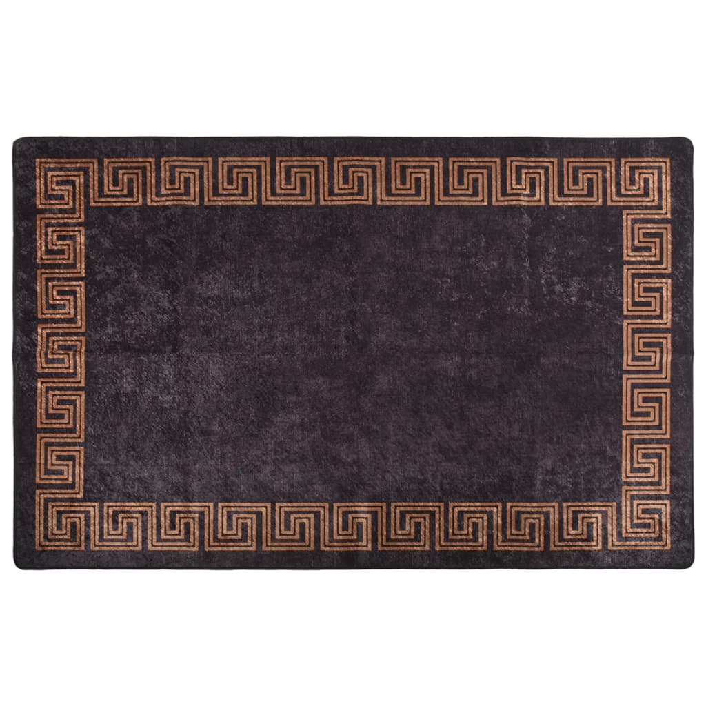 vidaXL Rug Washable 160x230 cm Black and Gold Anti Slip