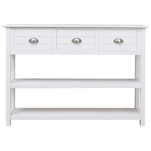 vidaXL Sideboard White 108x30x76 cm Solid Paulownia Wood