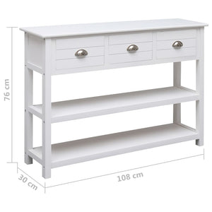 vidaXL Sideboard White 108x30x76 cm Solid Paulownia Wood