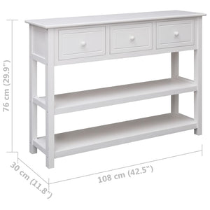 vidaXL Sideboard White 108x30x76 cm Solid Wood Paulownia