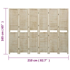 vidaXL 6-Panel Room Divider 210x165 cm Solid Wood Paulownia