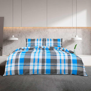 vidaXL Duvet Cover Set Blue and Grey 220x240 cm Cotton