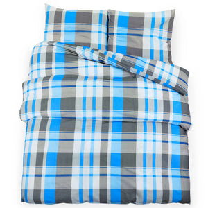 vidaXL Duvet Cover Set Blue and Grey 200x220 cm Cotton