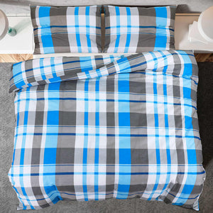 vidaXL Duvet Cover Set Blue and Grey 200x220 cm Cotton