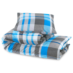 vidaXL Duvet Cover Set Blue and Grey 200x220 cm Cotton
