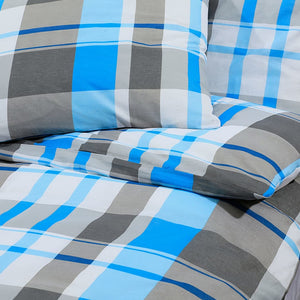 vidaXL Duvet Cover Set Blue and Grey 200x220 cm Cotton