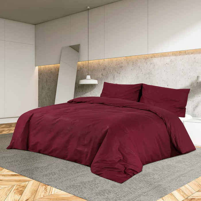 vidaXL Duvet Cover Set Bordeaux 225x220 cm Cotton