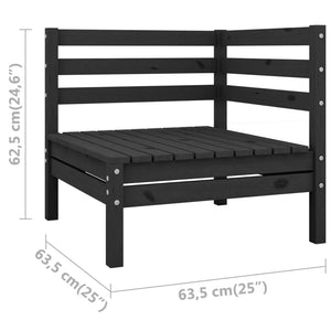 vidaXL Garden Corner Sofas 2 pcs Black Solid Pinewood