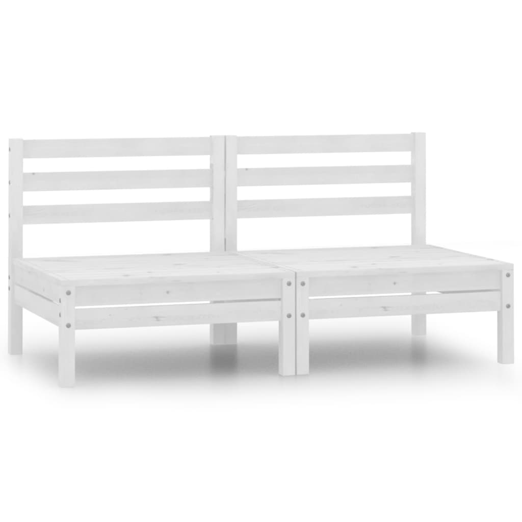 vidaXL Garden Middle Sofas 2 pcs White Solid Pinewood