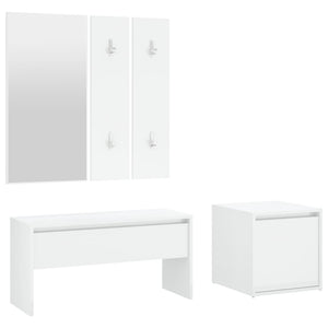 vidaXL Hallway Furniture Set High Gloss White Engineered Wood