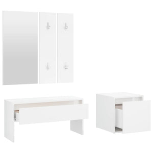 vidaXL Hallway Furniture Set High Gloss White Engineered Wood