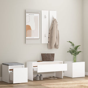 vidaXL Hallway Furniture Set White Engineered Wood