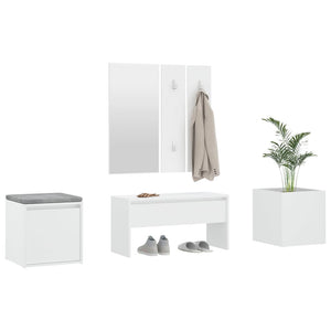 vidaXL Hallway Furniture Set White Engineered Wood