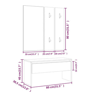 vidaXL Hallway Furniture Set White Engineered Wood