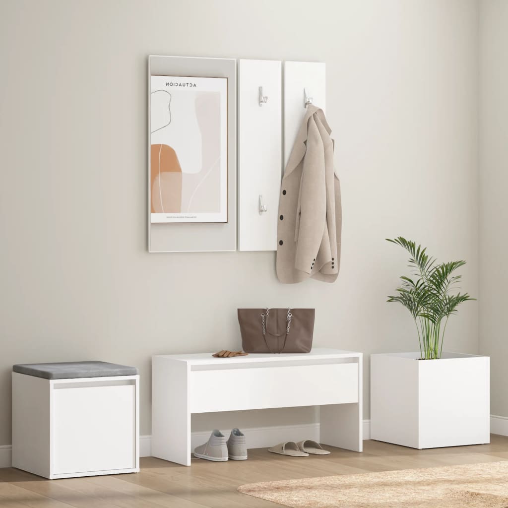 vidaXL Hallway Furniture Set White Engineered Wood