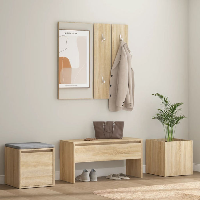 vidaXL Hallway Furniture Set Sonoma Oak Engineered Wood