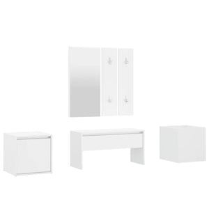 vidaXL Hallway Furniture Set High Gloss White Engineered Wood