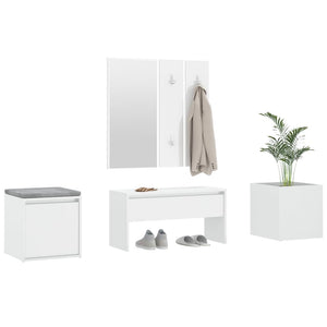 vidaXL Hallway Furniture Set High Gloss White Engineered Wood