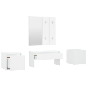 vidaXL Hallway Furniture Set High Gloss White Engineered Wood