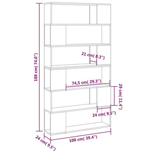 vidaXL Book Cabinet Room Divider Sonoma Oak 100x24x188 cm