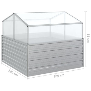 vidaXL Garden Raised Bed with Greenhouse 100x100x85 cm Silver