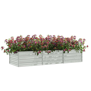 vidaXL Garden Raised Bed 240x80x45 cm Galvanized Steel Silver