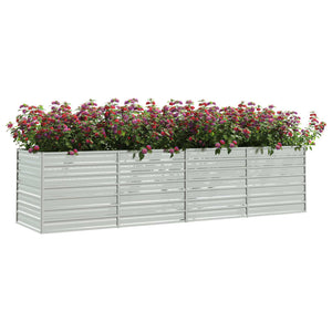 vidaXL Garden Raised Bed 320x80x77 cm Galvanized Steel Silver