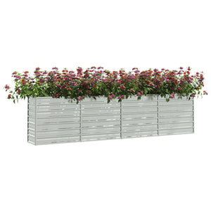 vidaXL Garden Raised Bed 320x40x77 cm Galvanized Steel Silver