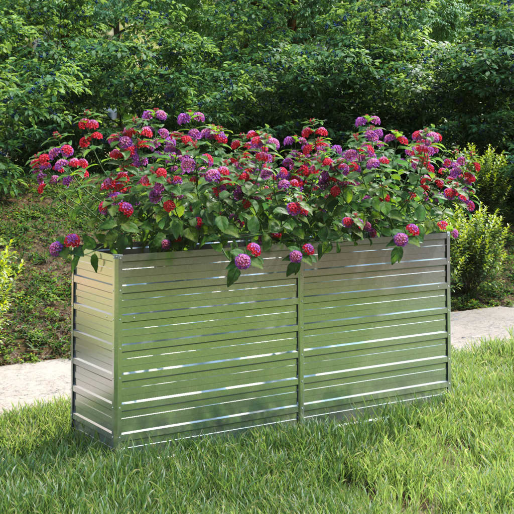 vidaXL Garden Raised Bed 160x40x77 cm Galvanized Steel Silver