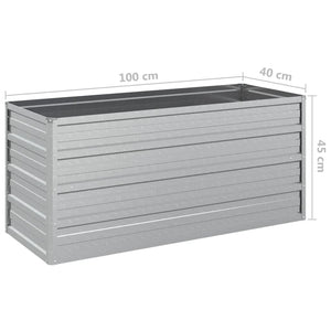 vidaXL Garden Raised Bed 100x40x45 cm Galvanized Steel Silver