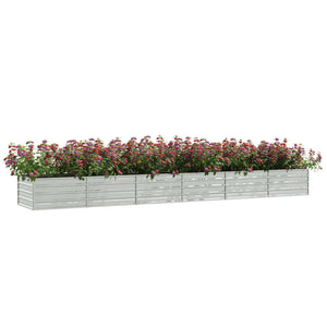 vidaXL Garden Raised Bed 480x80x45 cm Galvanized Steel Silver