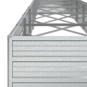 vidaXL Garden Raised Bed 480x80x45 cm Galvanized Steel Silver