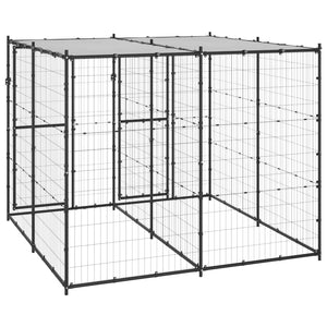 vidaXL Outdoor Dog Kennel Steel with Roof 4.84 m²