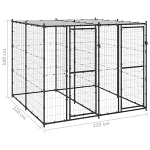 vidaXL Outdoor Dog Kennel Steel with Roof 4.84 m²