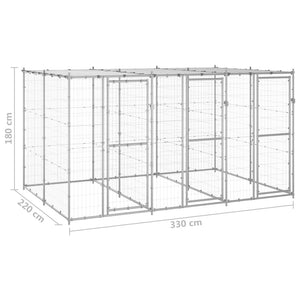 vidaXL Outdoor Dog Kennel Galvanised Steel with Roof 7.26 m²