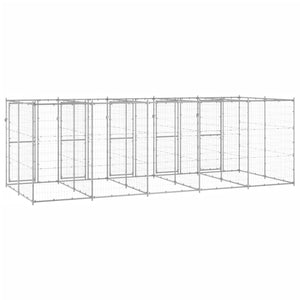 vidaXL Outdoor Dog Kennel Galvanised Steel 12.1 m²