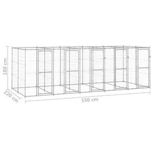 vidaXL Outdoor Dog Kennel Galvanised Steel 12.1 m²