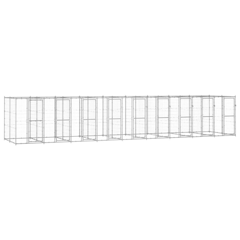 vidaXL Outdoor Dog Kennel Galvanised Steel 21.78 m²