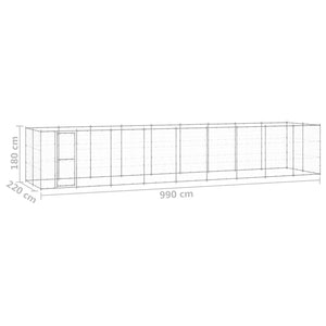 vidaXL Outdoor Dog Kennel Galvanised Steel 21.78 m²