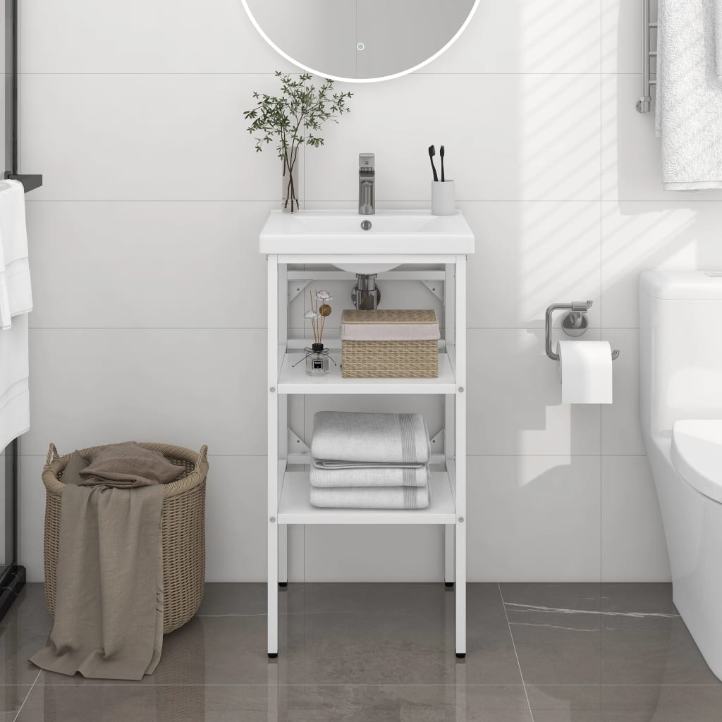 vidaXL Bathroom Washbasin Frame White 40x38x83 cm Iron