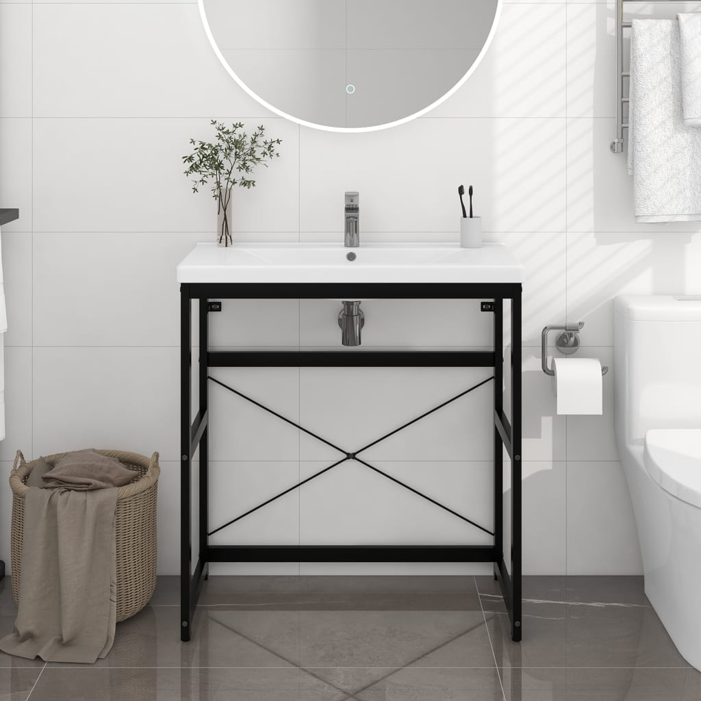 vidaXL Bathroom Washbasin Frame Black 79x38x83 cm Iron