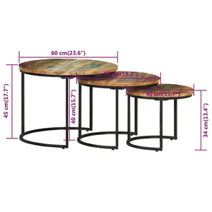 vidaXL Nesting Tables 3 pcs Solid Reclaimed Wood