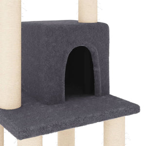 vidaXL Cat Tree with Sisal Scratching Posts Dark Grey 105 cm