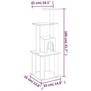 vidaXL Cat Tree with Sisal Scratching Posts Dark Grey 105 cm